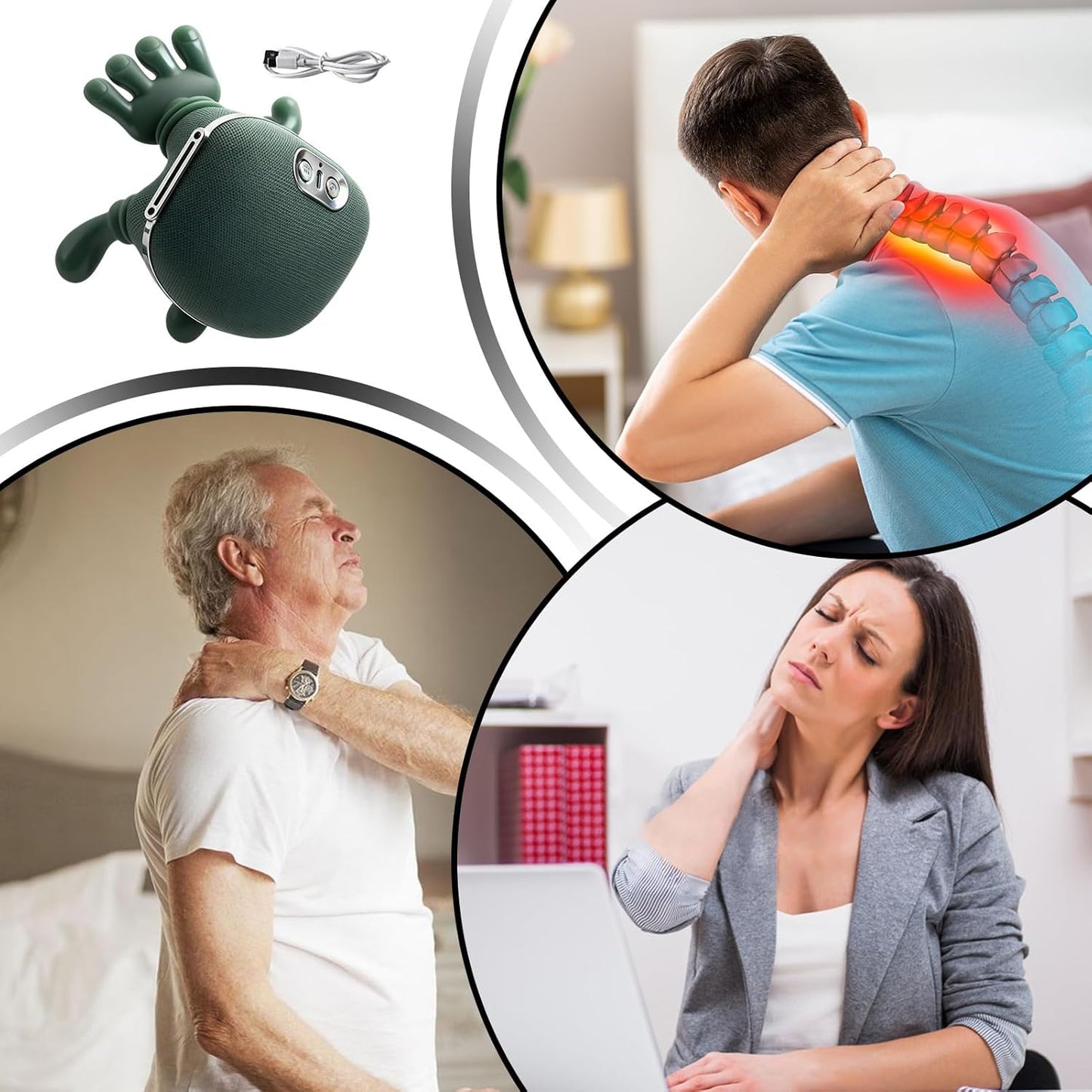 Portable, Bionic Heated Neck and Back Massager